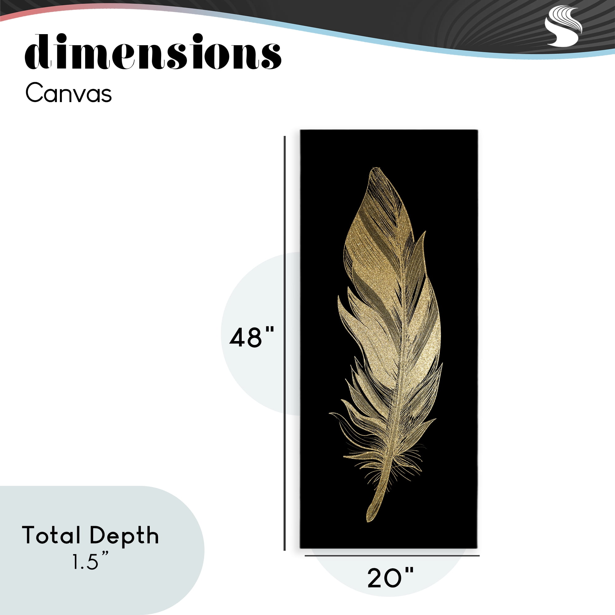 Glam Lined Feather Canvas Wall Art, design by Kim Allen