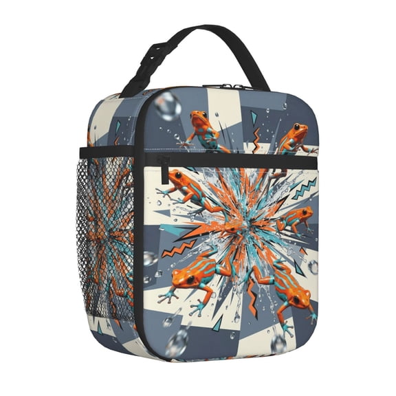 Frog Lunch Bag, Cute Portable Insulated Cooler Bag, Reusable Thermal Tote for Office, Worksite, and Outdoor Picnic, Camping Beach Meal Box