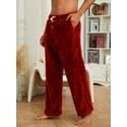 thumbnail image 2 of U2SKIIN Mens Plush Warm Pajama Pants, Fluffy Soft Fleece Sleep Pant with Pockets Lounge Pj Bottoms for Men （Burgundy, XL）, 2 of 5