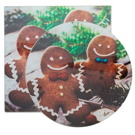 

Holiday Tempered Glass Cutting Boards (8 inch) Shatter-Resistant Christmas Theme Kitchen Cutting Board for Xmas Parties Pizza Meat & Cheese Glass Slab Trivet Stain-Resistant Dishwasher Safe Non-Slip