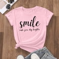 thumbnail image 3 of DHFJKG Womens Summer Top Casual Short Sleeve T Shirt Loose Fit Round Neck Letter Printed Graphic Tee For Daily Wear Soft Tops, 3 of 4