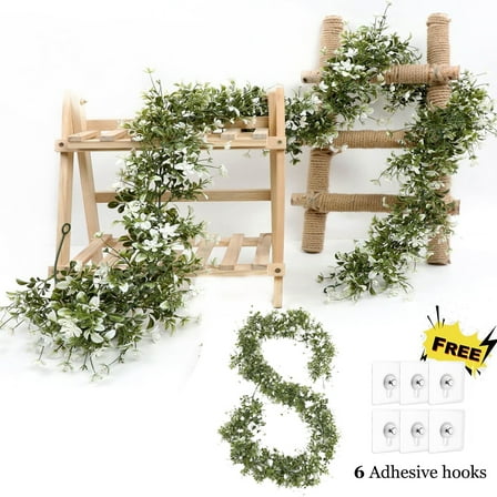 KOYPTL Artificial Eucalyptus Garland Plant, 6Ft Faux Eucalyptus Leaves Table Greenery Garland Wreath Vines Artificial Vine Plants for Wedding Backdrop Arch Wall Party Decor Spring Decor