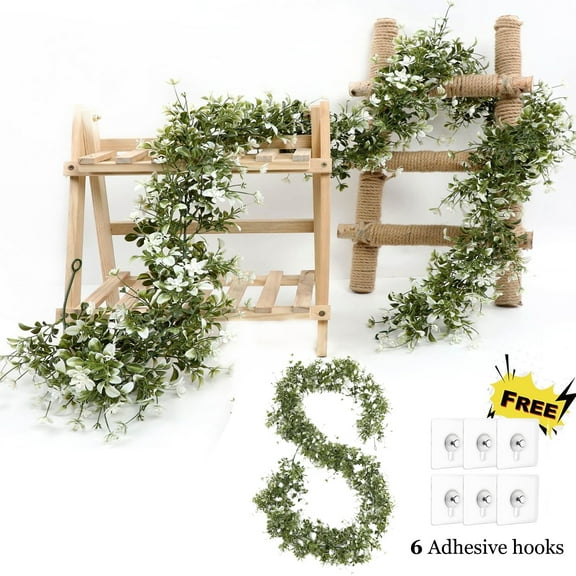 KOYPTL Artificial Eucalyptus Garland Plant, 6Ft Faux Eucalyptus Leaves Table Greenery Garland Wreath Vines Artificial Vine Plants for Wedding Backdrop Arch Wall Party Decor Spring Decor