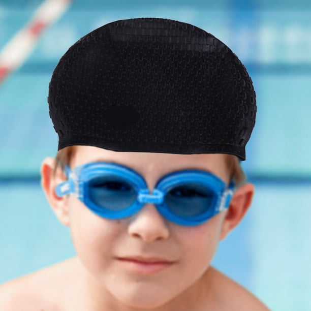 Gorro De Natación Flotador Inflable Gorro de natación para adultos flexible Cubierta de gota de agua de silicona impermeable Negro