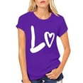 thumbnail image 2 of Purple Tank Tops for Women, Short Sleeve Women'S Novelty T-Shirts, Valentine's Day Polyester Womens Fashion Tops, Men And Women With Valentine's Day Love Printed Couple T Shirt Top, 2 of 6