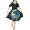 thumbnail image 2 of Yuyamidu Cute Panda Summer Dresses for Teens Girl Moon Round Neck Skater Dress Spring Summer Outdoor Short Sleeve Sundress Casual Flower Dresses for Kids Girls 11-12, 2 of 6