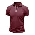 thumbnail image 4 of Men Polo Shirt Beefy Stretch Tops Dressy Short Sleeve Lightweight Jogging Tshirts Textured Shirt Men Work Wine XXL, 4 of 8