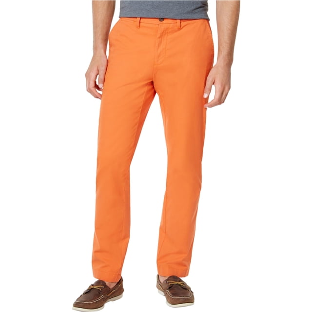 Tommy Hilfiger Mens Custom Fit Casual Chino Pantalones, Naranja, 33W x 32L