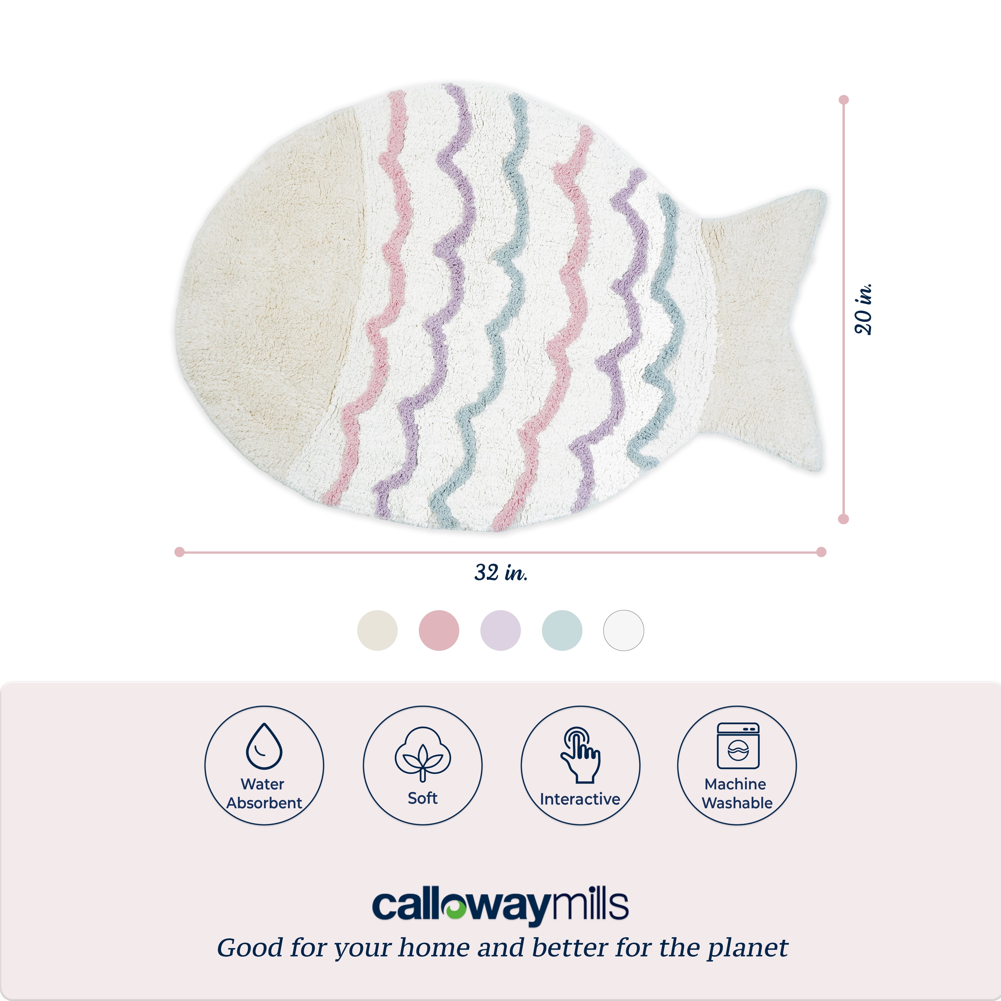 Calloway Mills 114442032 Pastel Waves Fish 20” x 32”