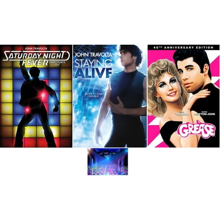 John Travolta Triple Feature Saturday Night Fever, Staying Alive, & Grease 3 DVD Set Includes Disco Glossy Print Art Card