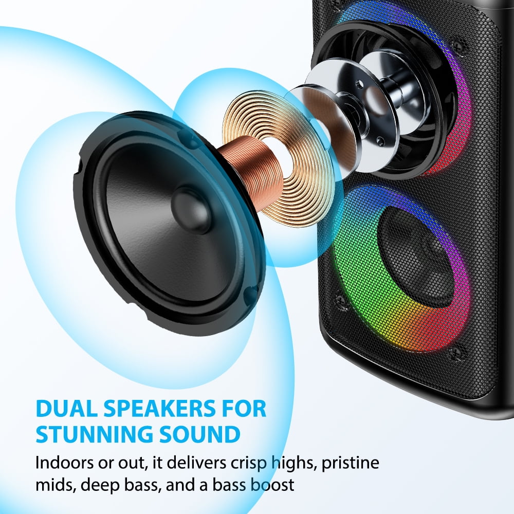Karaoke Machine for Adults, Portable Wireless Speaker with 1 wired Microphones, Outdoor, Supports USB/TF/AUX, Ideal Gifts for Family, Music Lover