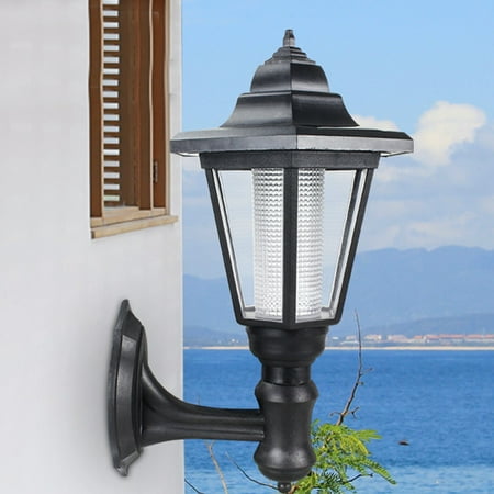 Mountain Outdoor Sconce - Solar Powered Wall Lantern Light Lamp Outdoor Garden Weatherproof LED Wall Lamp Hexagonal Light Lamp Exterior Sconce Lantern Lamp for Outdoor Landscape Garden Fence Yard