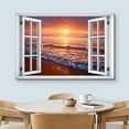 thumbnail image 3 of wall26 Canvas Print Wall Art Window View Neon Sunset Ocean Beach Tropical Island Wilderness Nature Photography Realism Scenic Landscape Colorful Multicolor for Living Room, Bedroom, Office - 16", 3 of 5