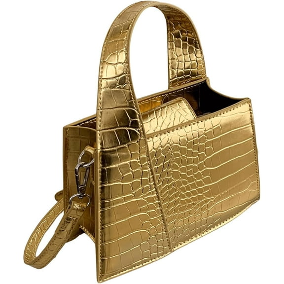 Women Metallic Satchel Shoulder Bags Top Handle Handbag Leather Crossbody Bag