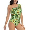 thumbnail image 3 of Sikiie Avocado With Seeds Print Women One Piece Swimsuits Tummy Control One Shoulder Bathing Suits Ruffle Swimwear, From S to XXL-XX-Large, 3 of 6