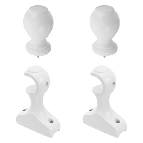ETEREAUTY White Wood Curtain Rod End Caps and Brackets Set for Tracks, and Easy to Install