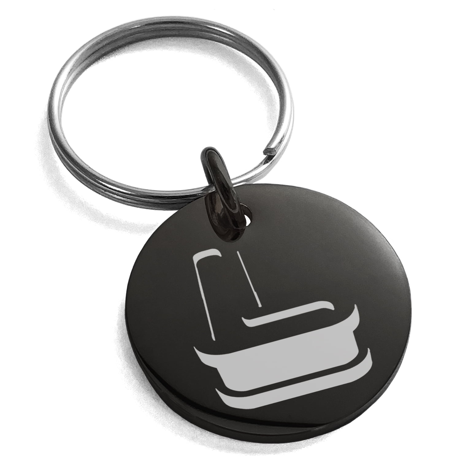 Stainless Steel Letter L Initial 3D Monogram Engraved Small Medallion Circle Charm Keychain ...