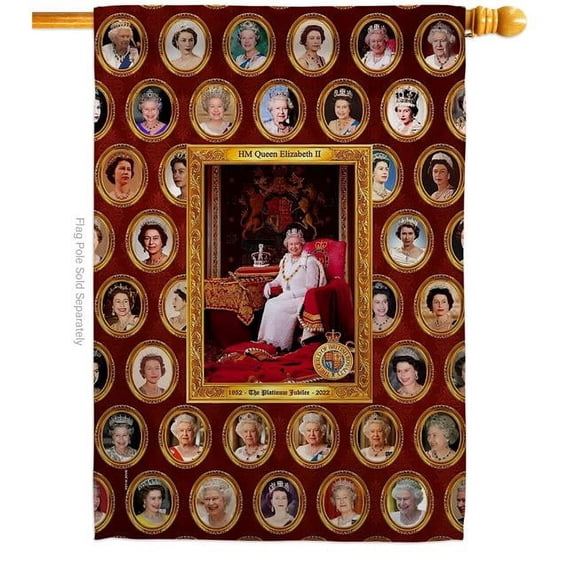 USA Decoration H180316-BO 28 x 40 in. HM Queen Elizabeth II Sweet Life Sympathy Double-Sided Decorative Vertical House Flag for Decoration Banner Garden Yard Gift