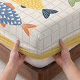 thumbnail image 3 of Twin Sze Fitted Sheet Set - Coastal Nautical 2 Piece Bedding Sets 16" Deep Pocket Fitted Sheet with 1 Pillowcase, Summer Cute Cartoon Fishes Plaid Yellow Brushed Microfiber Hotel Luxury Bed Sheets, 3 of 9