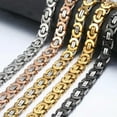 thumbnail image 2 of QQTDFG 6/8/10mm Cut Flat Byzantine Chain Stainless Steel Women Men Necklace or Bracelet-Gold-6mm-40inch or 101cm, 2 of 8