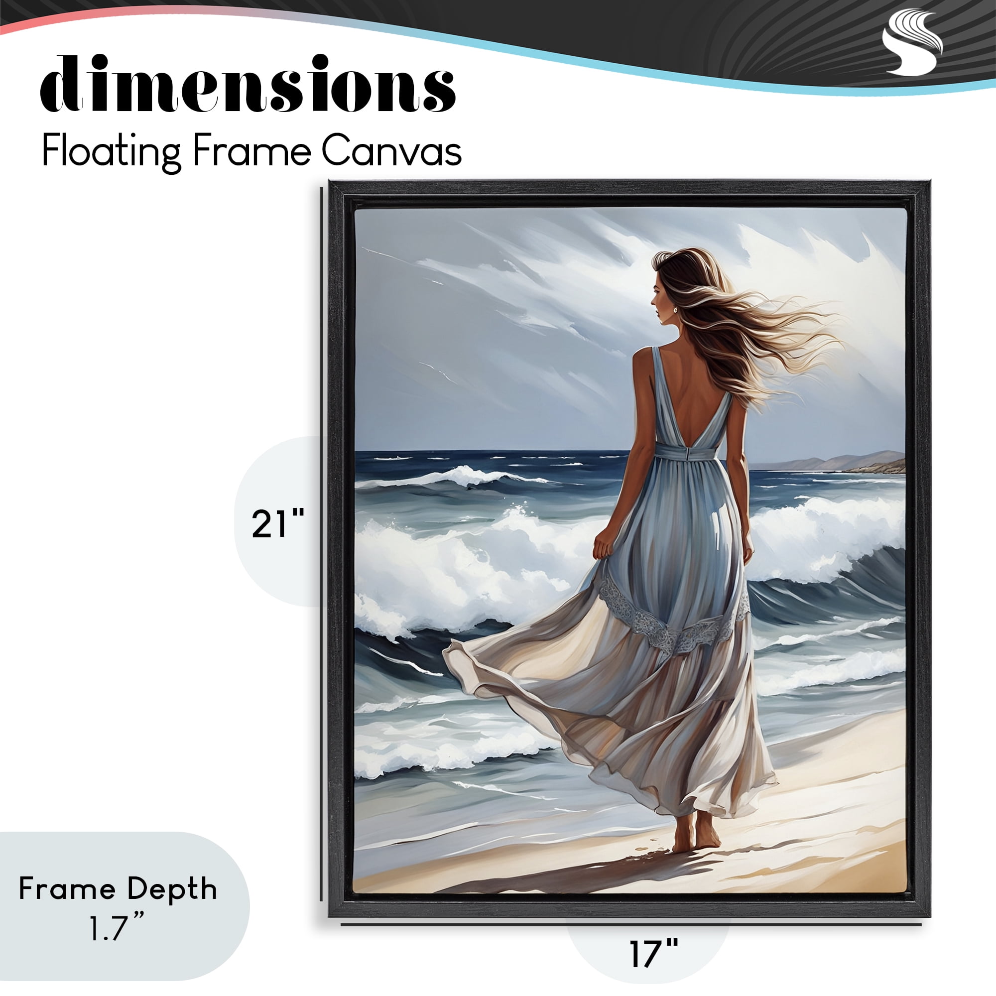 Stupell Industries Walk In The Waves Black Framed Floater Canvas Wall Art, design by Tabz Jones