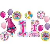 Trolls Poppy Party Supplies 1st Birthday Girl Balloon Bouquet Decoration