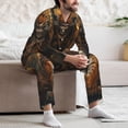 thumbnail image 7 of Naloa Tiger In The Fallen Leaf Forest Men’s Pajamas Set - Long Sleeve Button Down Sleep Shirt and Pajama Bottoms Sleepwear Set-Large, 7 of 7