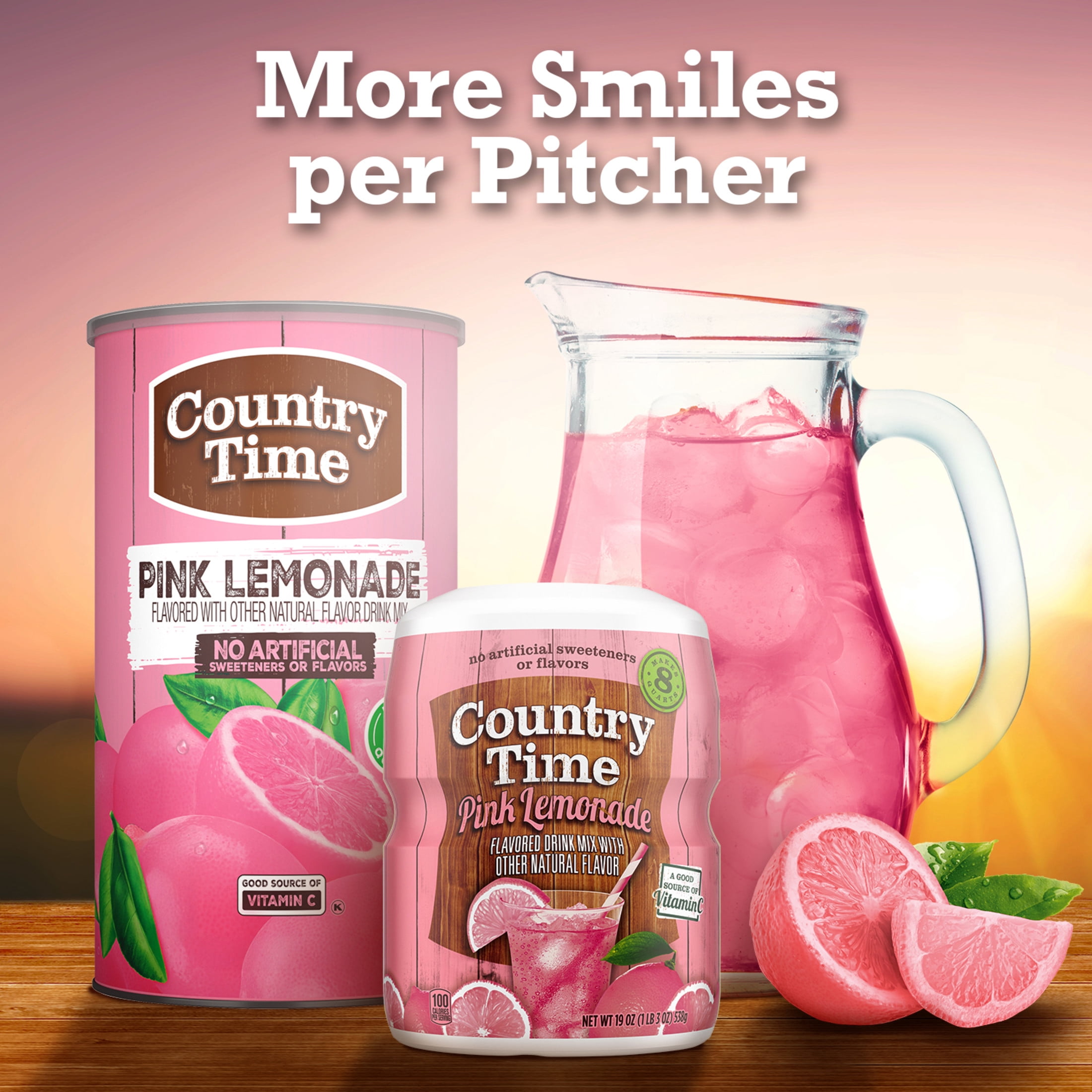 Country Time Pink Lemonade Powdered Drink Mix, 1 Canister, for Shareable Refreshment, Naturally Flavored with Other Natural Flavor, No Artificial Sweeteners or Flavors, 82.5 oz