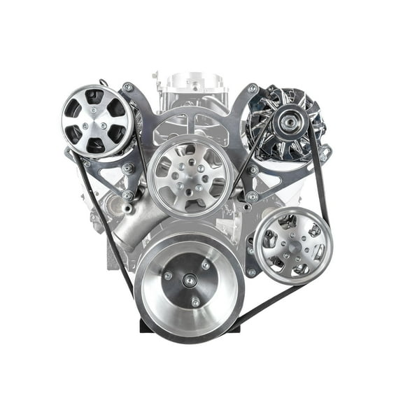 Speedmaster PCE415.1028 Compatible with Chevy SBC 350 Aluminum Complete Serpentine Belt Drive System Kit - Polished