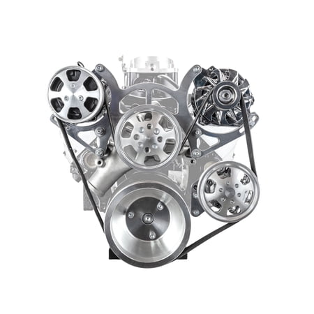 Speedmaster PCE415.1028 Compatible with Chevy SBC 350 Aluminum Complete Serpentine Belt Drive System Kit - Polished