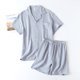 thumbnail image 1 of Pijama de pareja de manga corta con pantalones cortos de crepé lavado de algodón, traje de verano de gasa fina de doble capa para hombres y mujeres, ropa de hogar, 1 of 6