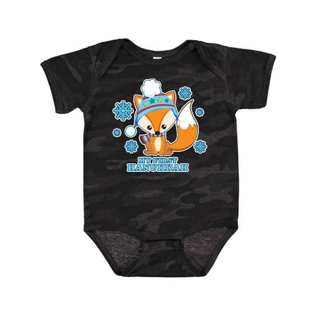 

Inktastic My First Hanukkah with Fox and Snowflakes Gift Baby Boy or Baby Girl Bodysuit
