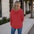 thumbnail image 6 of Sheghy Hoodies for Women Ladies Daily and Winter Long Sleeved V-neck Drawstring Knitted Loose Fitting Hooded Sweatshirt Hanging Sweatshirt Top Red XXL, 6 of 8