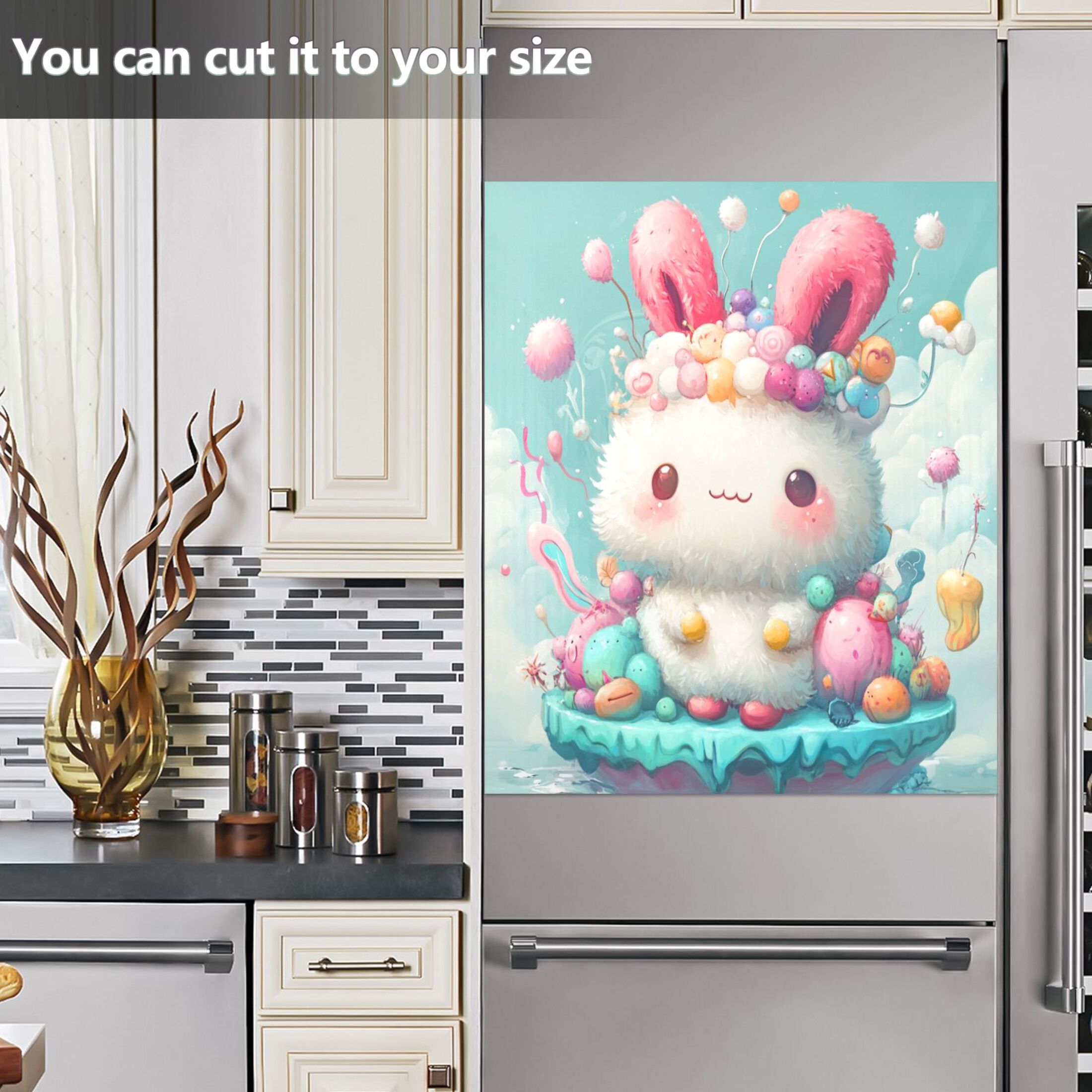 Dishwasher Magnetic Sticker 23x26 Inch Refrigerator Magnetic Sticker Washing Machine Magnetic Sticker Kitchen Panel Magnetic Sticker Home Decor Pink Eared Rabbit