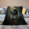 thumbnail image 5 of Cozy Fantasy Horse Flannel Throw Blanket - Vintage Misty Forest Design with Majestic Black Horse, Soft & Warm Fuzzy Blanket for Couch, Sofa, Bed, or Camping - Perfect All-Season Gift for Youngsters &, 5 of 7