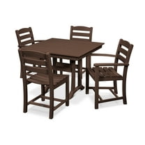 POLYWOOD La Casa Café 5-Piece Farmhouse Trestle Dining Set in Mahogany