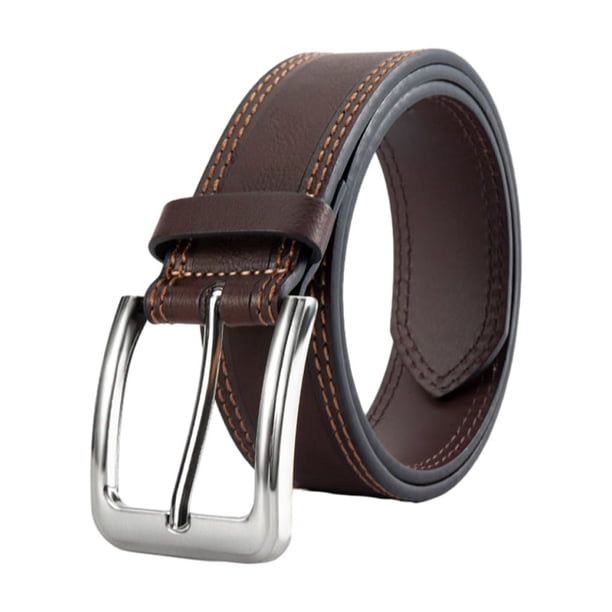 Qarigey Cinturón de hombre de textura suave para todas las tendencias que combina con un aspecto limpio, trenzado, elástico, casual, hebilla Cinturones Café 115cm