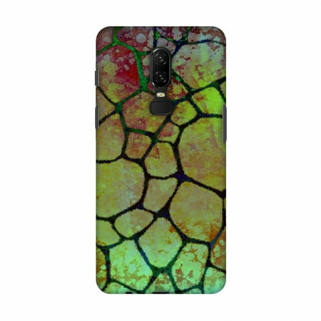 Aquatic Brush - OnePlus 6 Case - Giraffe - Soot Brushed Scales With Bleached Aquatic Watercolour, Hard Plastic Back Cover, Slim Profile Cute Printed Designer Snap on Case with Screen Cleaning Kit