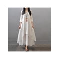 thumbnail image 3 of Lavaport Womens Ethnic Boho Cotton Linen Long Sleeve Maxi Dress Gypsy Dresses, 3 of 5