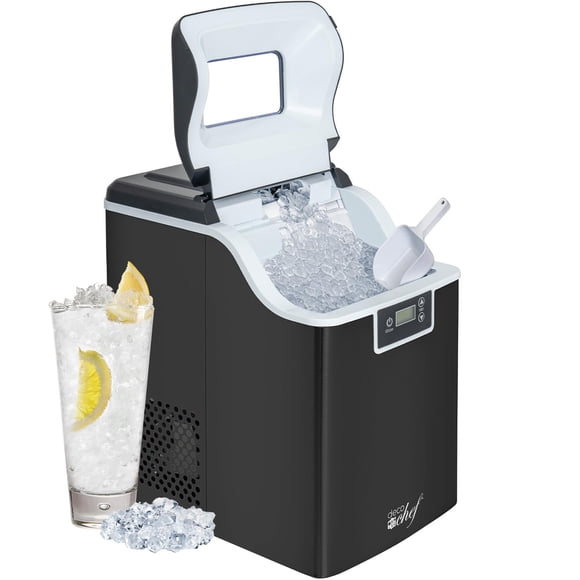 Máquina de hielo Deco Chef, 33 lb/15 kg, pepitas rojas, inoxidable