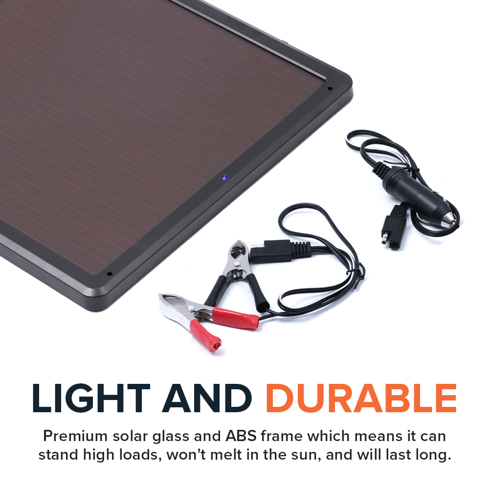 SOLVAO 7.5W Solar Battery Charger & Maintainer - Solar Panel for 12 Volt Batteries for Cars, Automotive & Other Vehicles