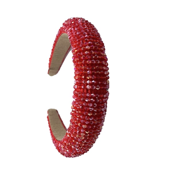 Sonducket Diademas con cuentas de cristal con purpurina, tocado de punto Flexible para el cabello, tocado para mujer, fiesta, colorido brillante Accesorio para el cabello Rojo Sonducket AP010971-02B