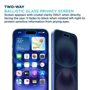 Tech Armor Privacy Screen Protector for iPhone 16 - Ballistic Tempered Glass, Anti-Spy, Case Friendly, Easy Installation, Bubble Free, Touch Support, 1 Pack