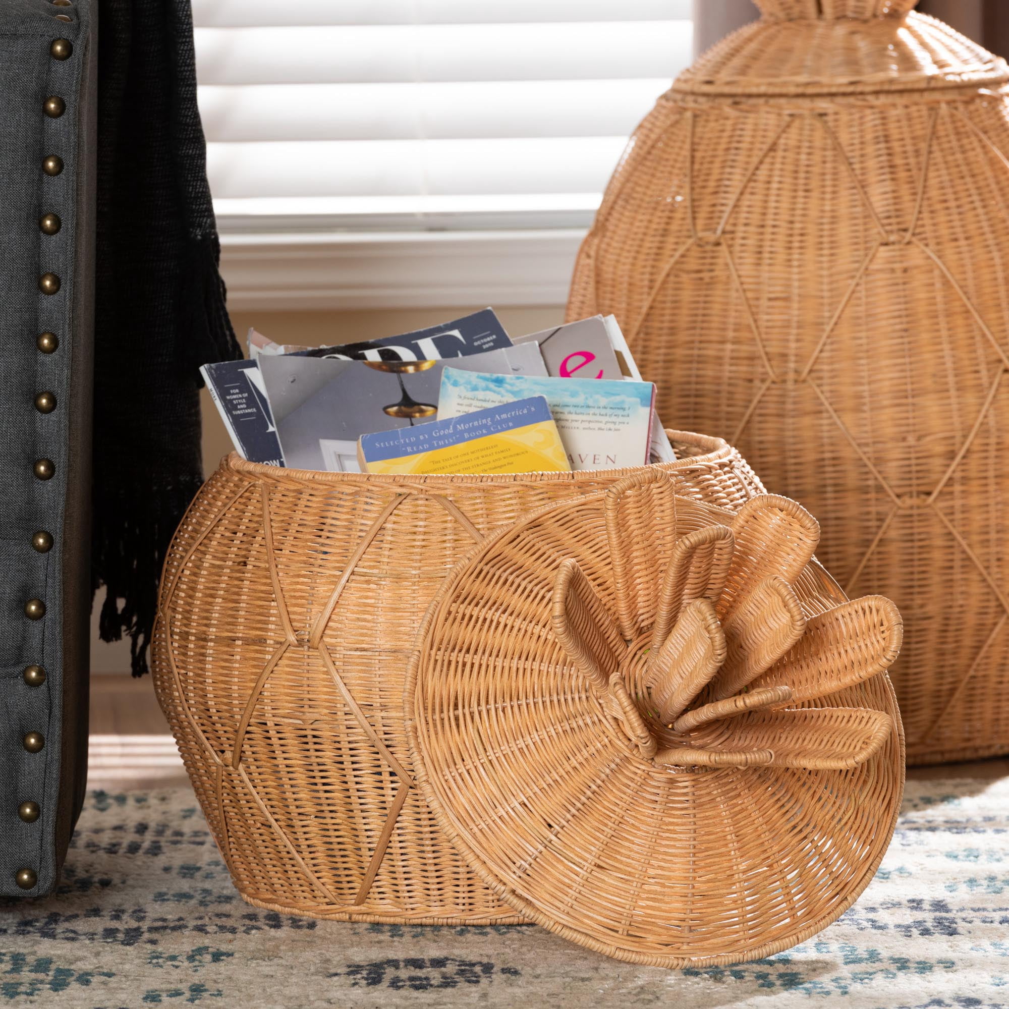 bali & pari Pelham Boho Laundry Hamper, Small, Light Honey
