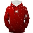 thumbnail image 4 of gbyLJF Men's Drawstring Hoodie Christmas Printed Long Sleeve Pullover Top Round Neck Sweatshirt with Pocket, 4 of 7