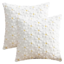 REGALWOVEN Throw Pillow Covers Set of 2, Bunny Easter Decorations, Soft Plush Jacquard Rabbit Pillow Cases White-3 18" x 18"