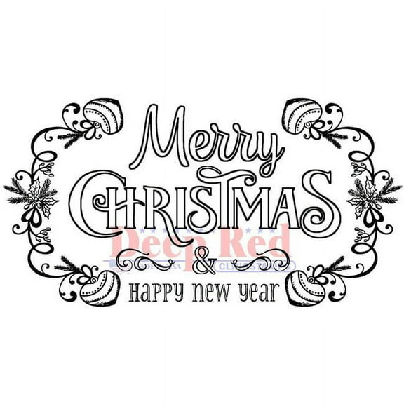 Deep Red Cling Stamp 4"X5"-Festive Merry Christmas