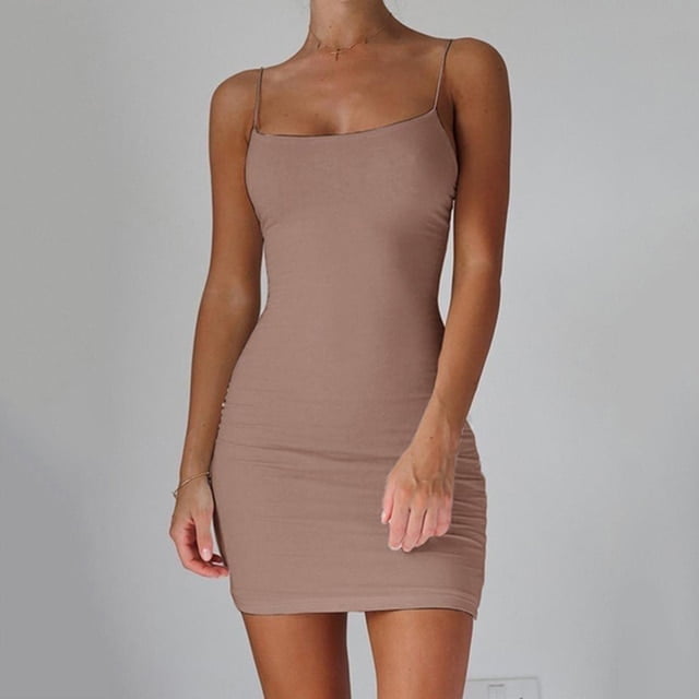 2021 TP-5TG Été Nouvelle Robe d'Été Unie Grande Taille Aguichant à Bretelles Spaghetti Camisole Mini Robe Femmes Boîte de Nuit Fête Robes