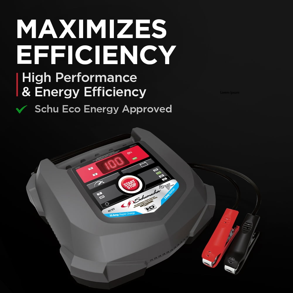 Schumacher Electric Schumacher 15 Amps, 6V-12V Fully Automatic 4-in-1 Rapid Battery Charger and Maintainer, SC1323