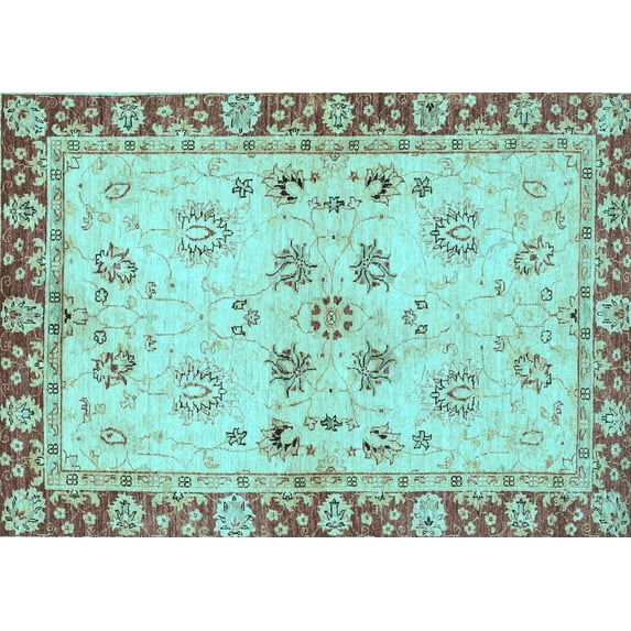 Ahgly Company Indoor Rectangle Oriental Light Blue Traditional Area Rugs, 4' x 6'